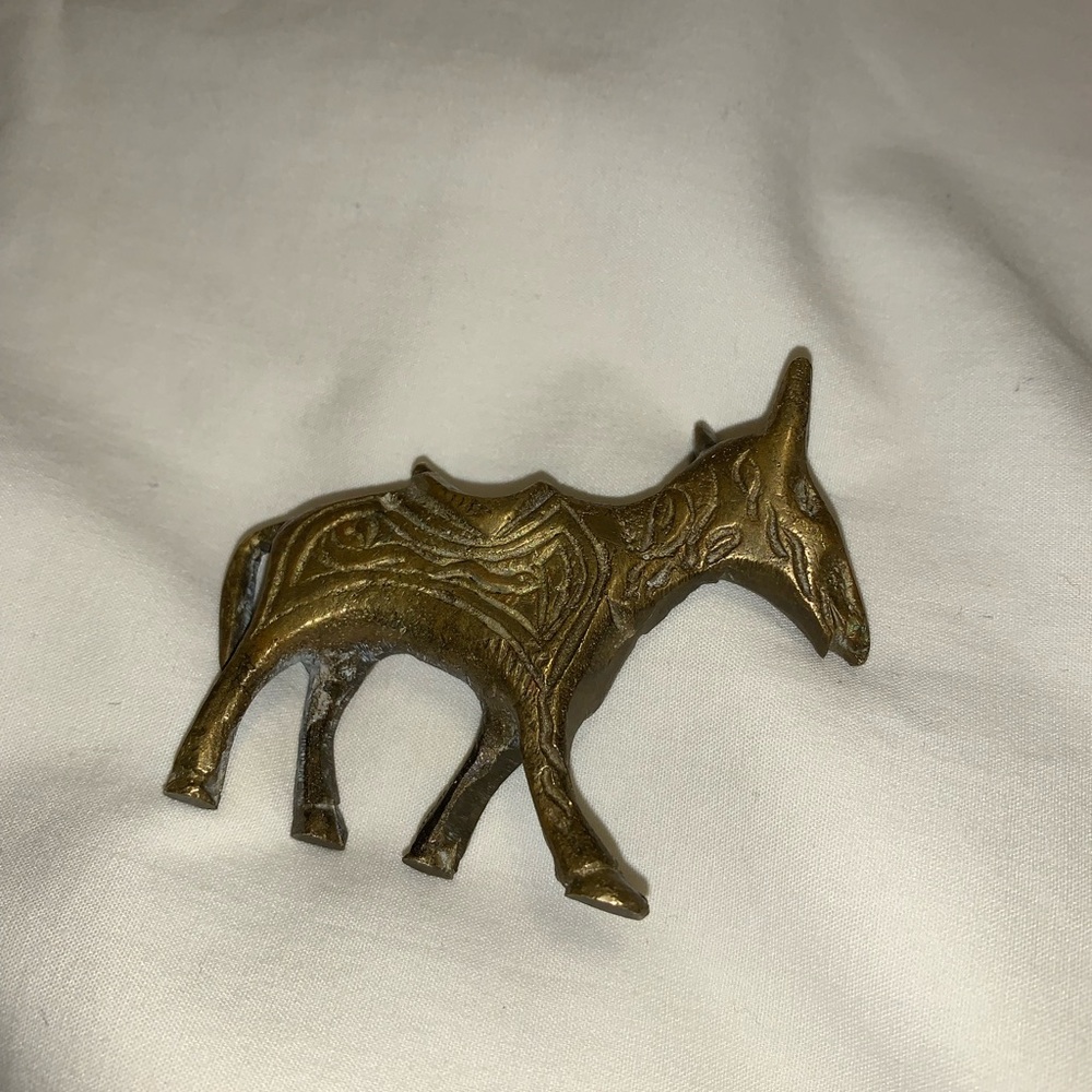 Antique Brass Donkey Figurine Pre-owned